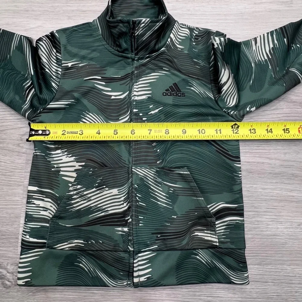 Adidas Kids Green Abstract Wave Full Zip Track Jacket HCM046‎ Size 2T